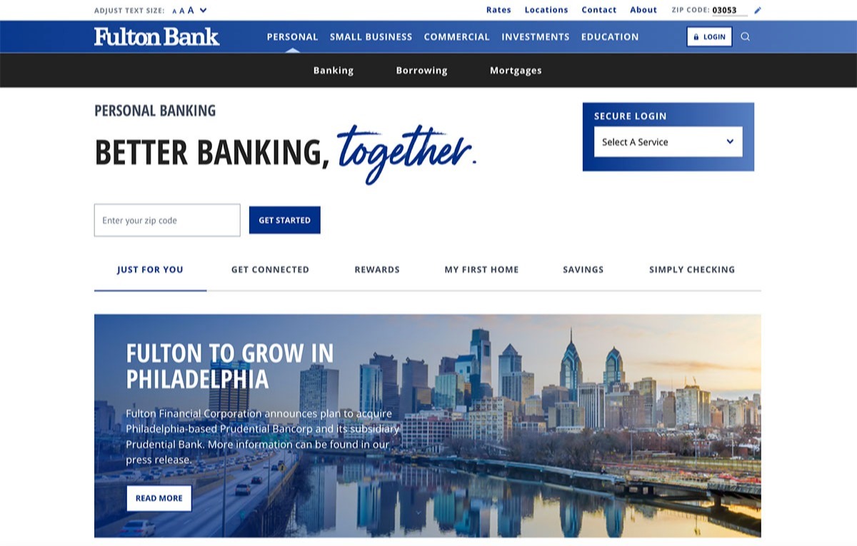 Fulton Personal Banking page