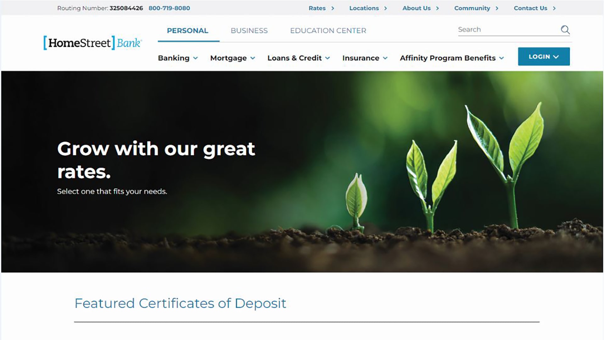 screenshot of homestreet bank website