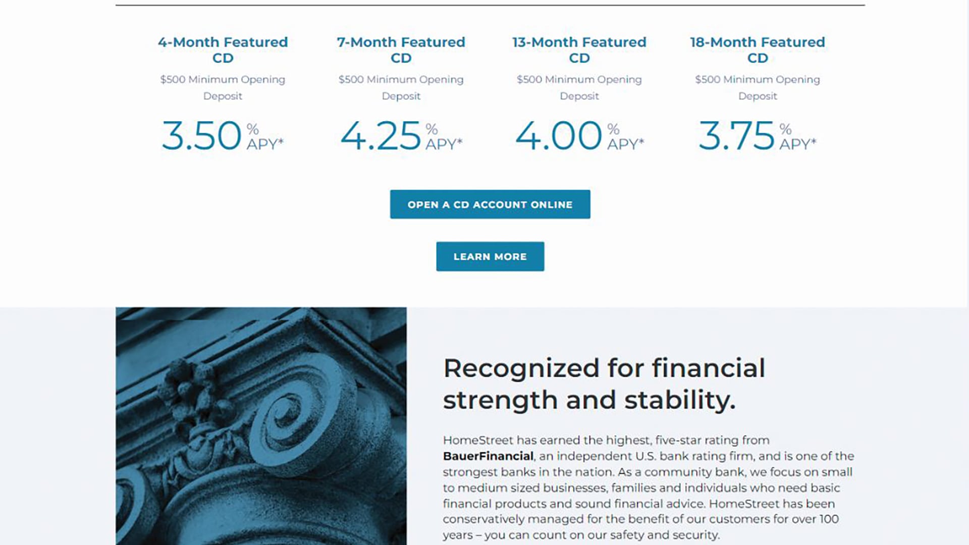 screenshot of homestreet bank website