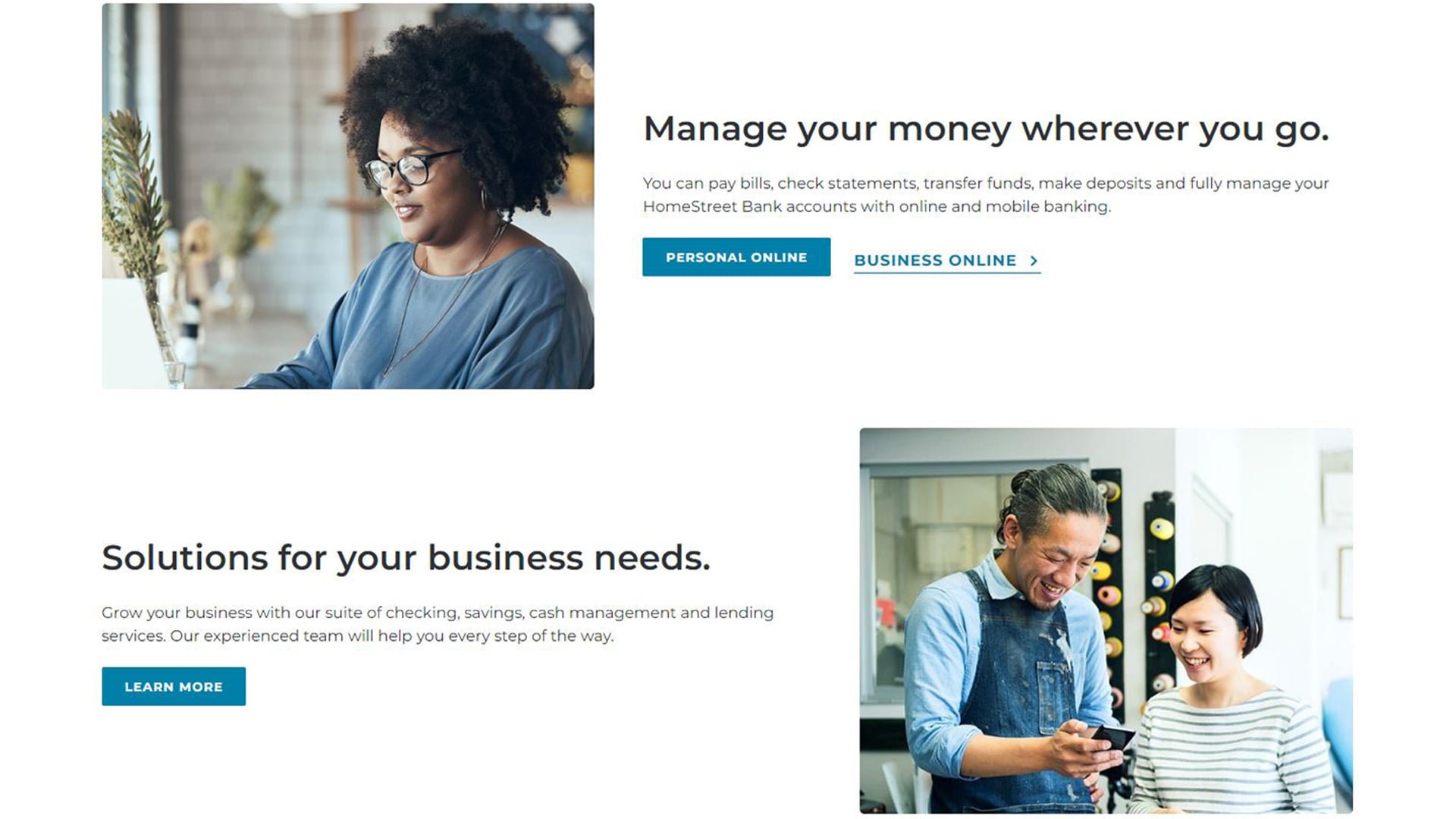 screenshot of homestreet bank website