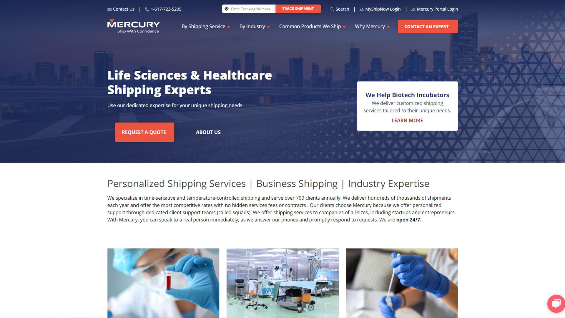 screenshot of Mercury  website homepage
