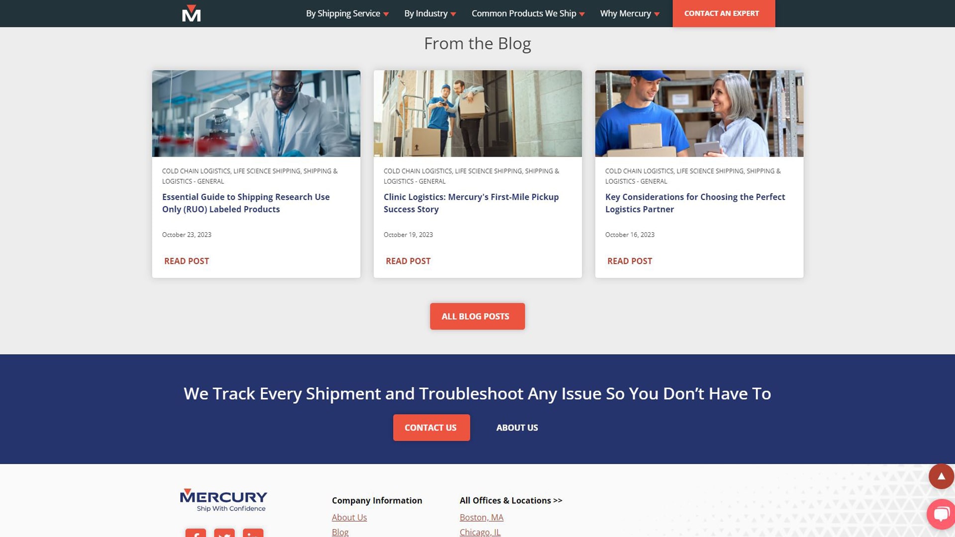 screenshot of Mercury website page