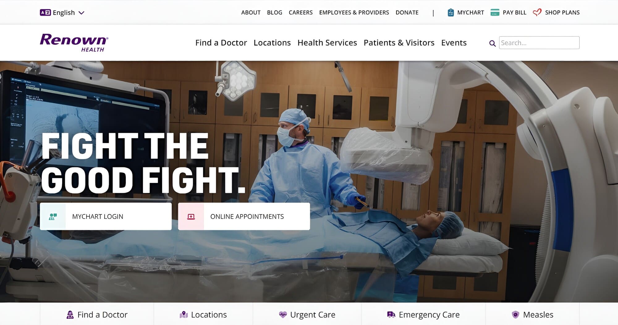 screenshot of Renown Health website