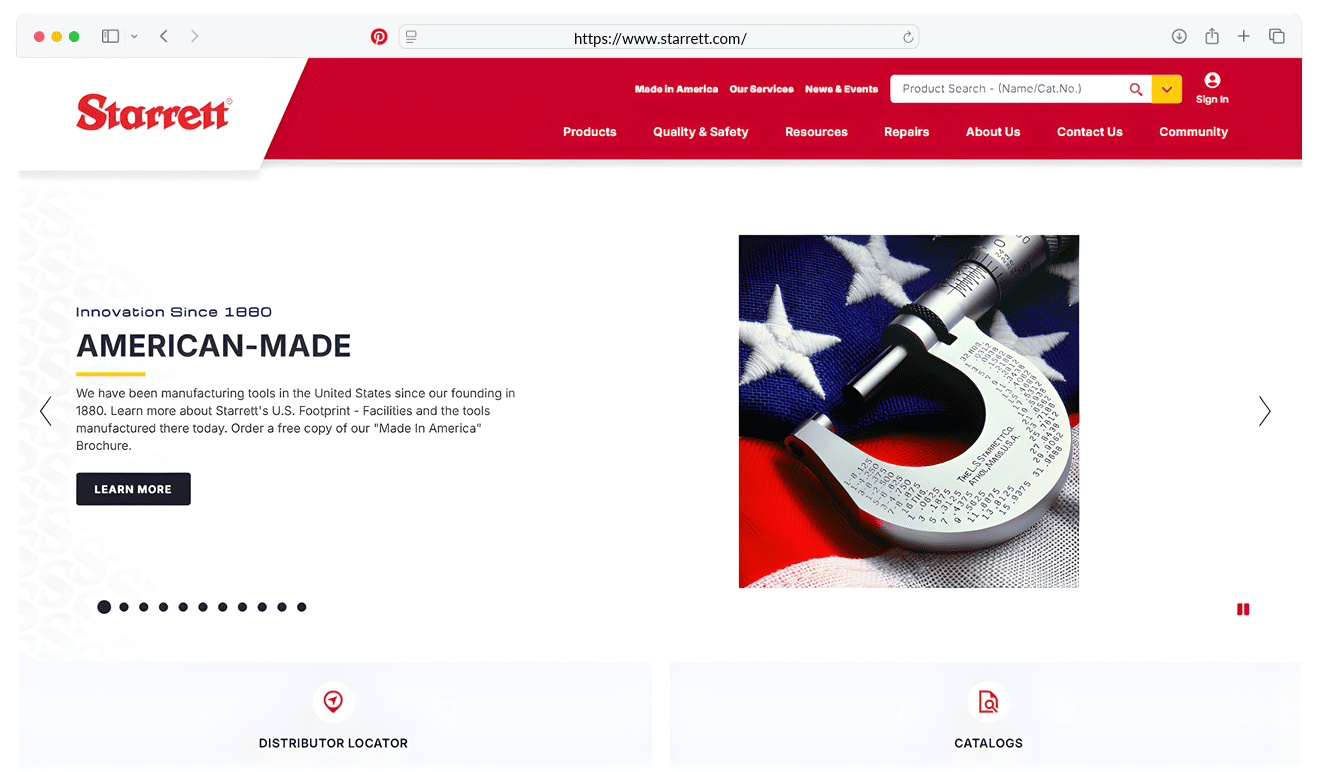 Starrett homepage