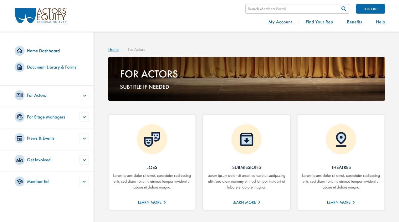 Actor's equity portal image