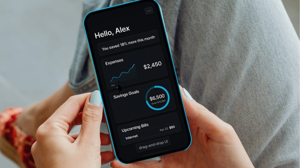Person using personalized mobile banking on phone