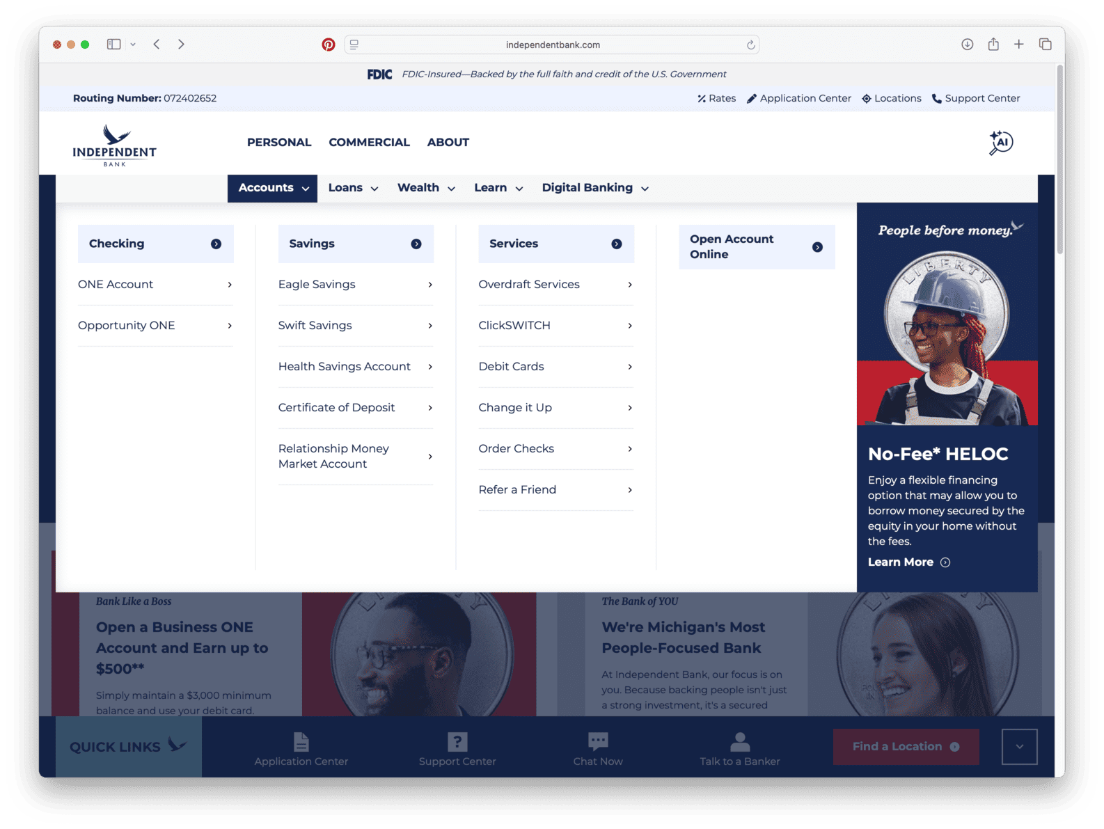 IB navigation screen
